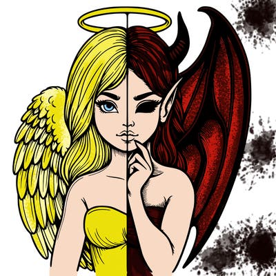 realistic angel half demon