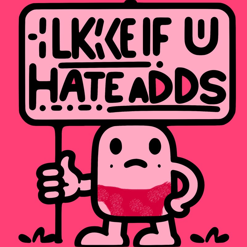 sign that says like if u hate adds