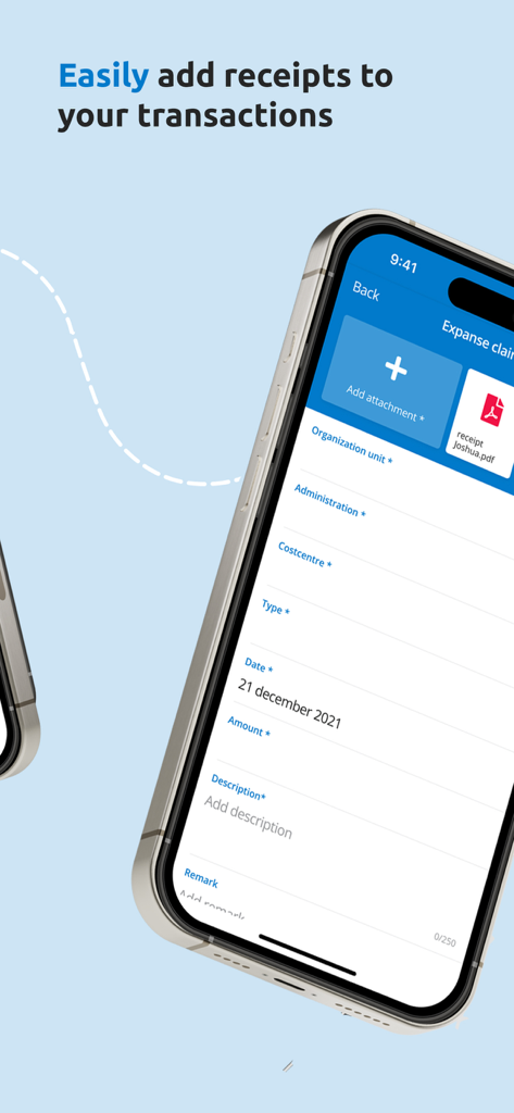Spend Cloud app screen showing how to add receipts and transaction details