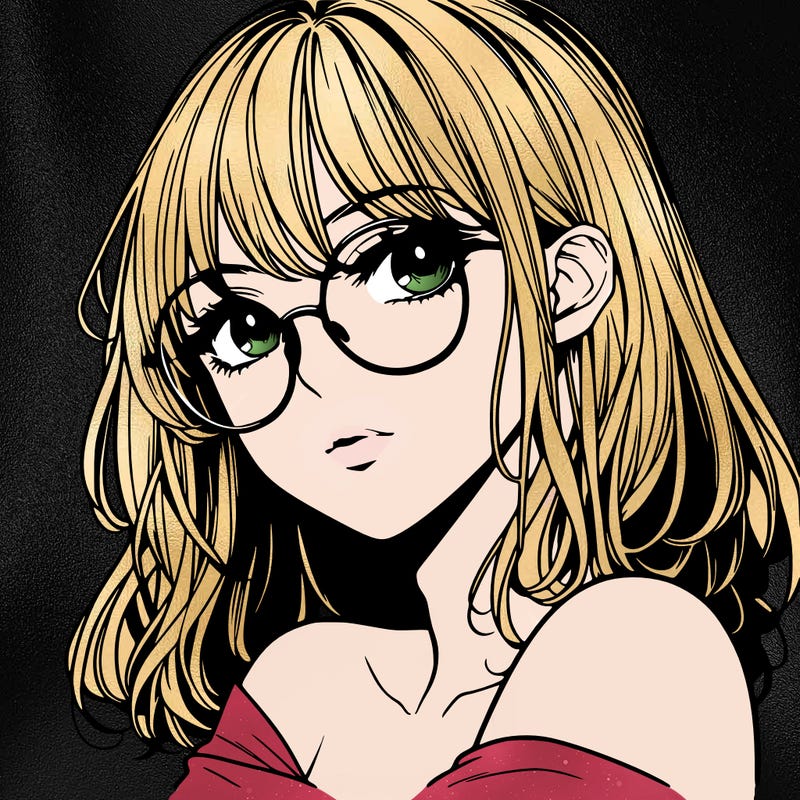 manga woman character with glasses and nice lips