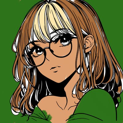 manga woman character with glasses and nice lips