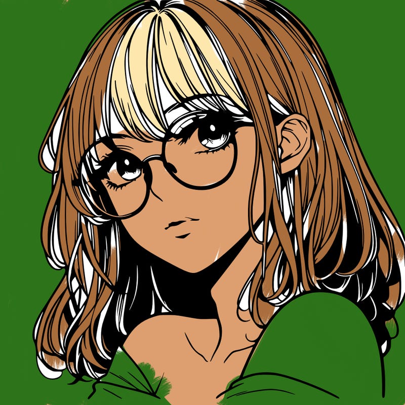 manga woman character with glasses and nice lips