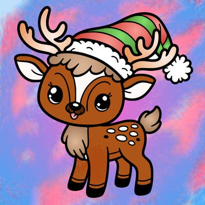 christmas reindeer with santa hat