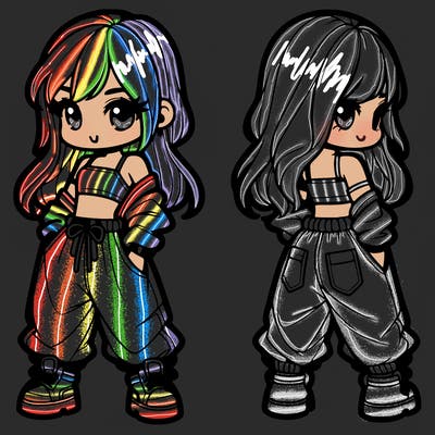 girl in crop top and baggy pants