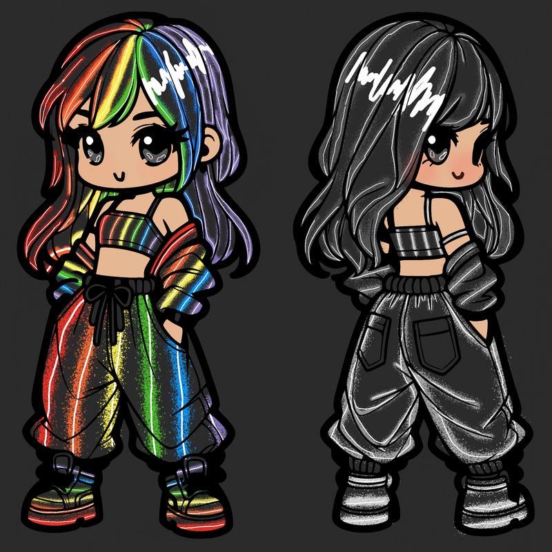 girl in crop top and baggy pants