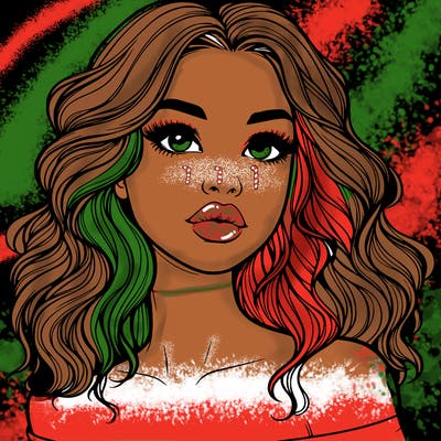 realistic girl with wavy hair and lips