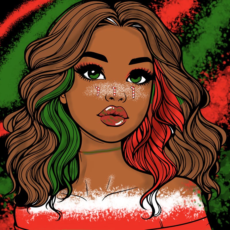 realistic girl with wavy hair and lips