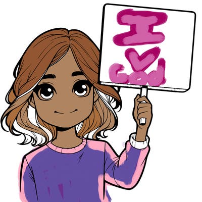 realistic girl holding up a sign