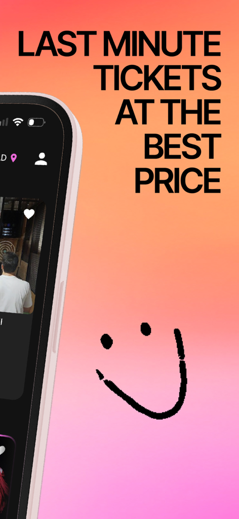 Smartphone screen showing the Kultur app interface with the heading Last Minute Tickets at the Best Price