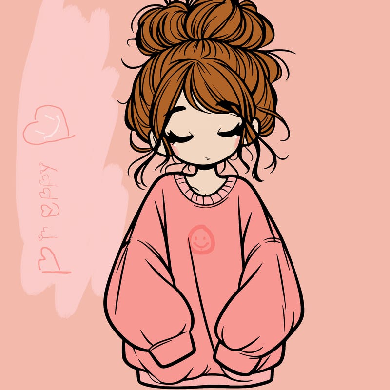 girl with baggy sweatshirt and messy bun