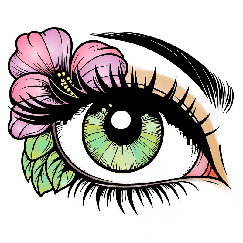 realistic eye with flower