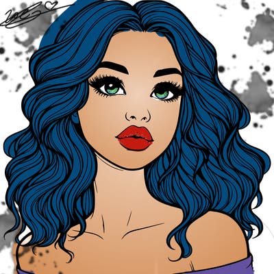 realistic girl with wavy hair and lips