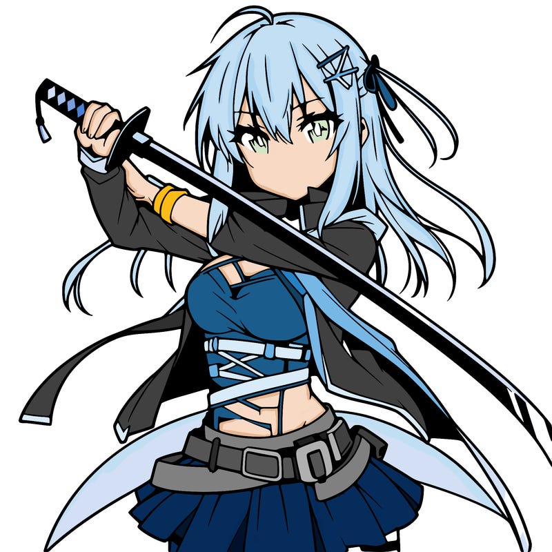 anime girl with sword in cool pose