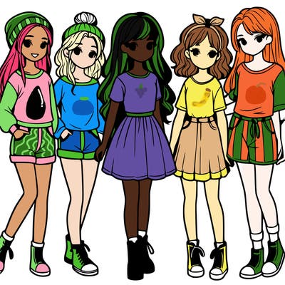 a group of five girls