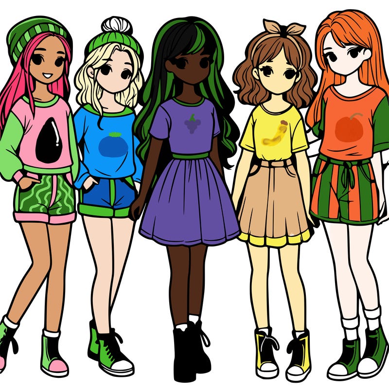 a group of five girls