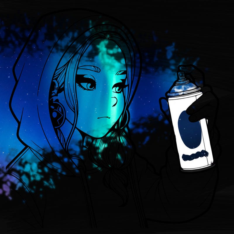 a realistic girl, spray painting