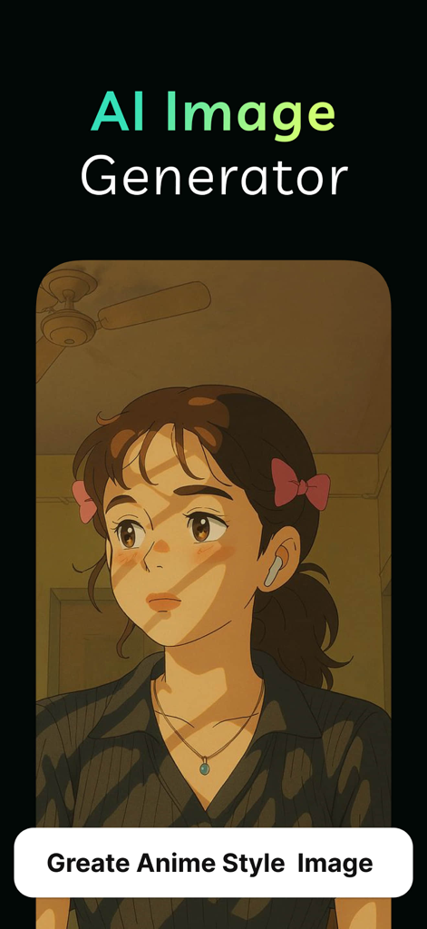 Deep AI Chat - AI Assistant - Interface of Deep AI Chat showing an AI image generator producing an anime style portrait