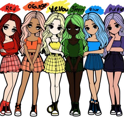 a group of girls realistic