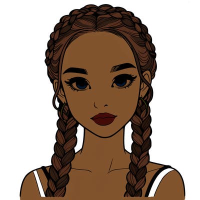 realistic girl with braids