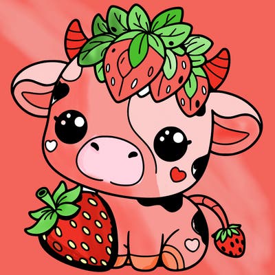 cute strawberry cow