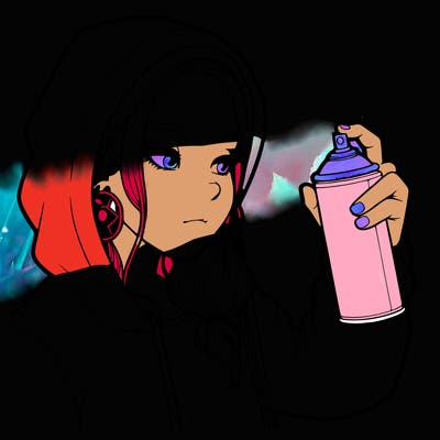 a realistic girl, spray painting