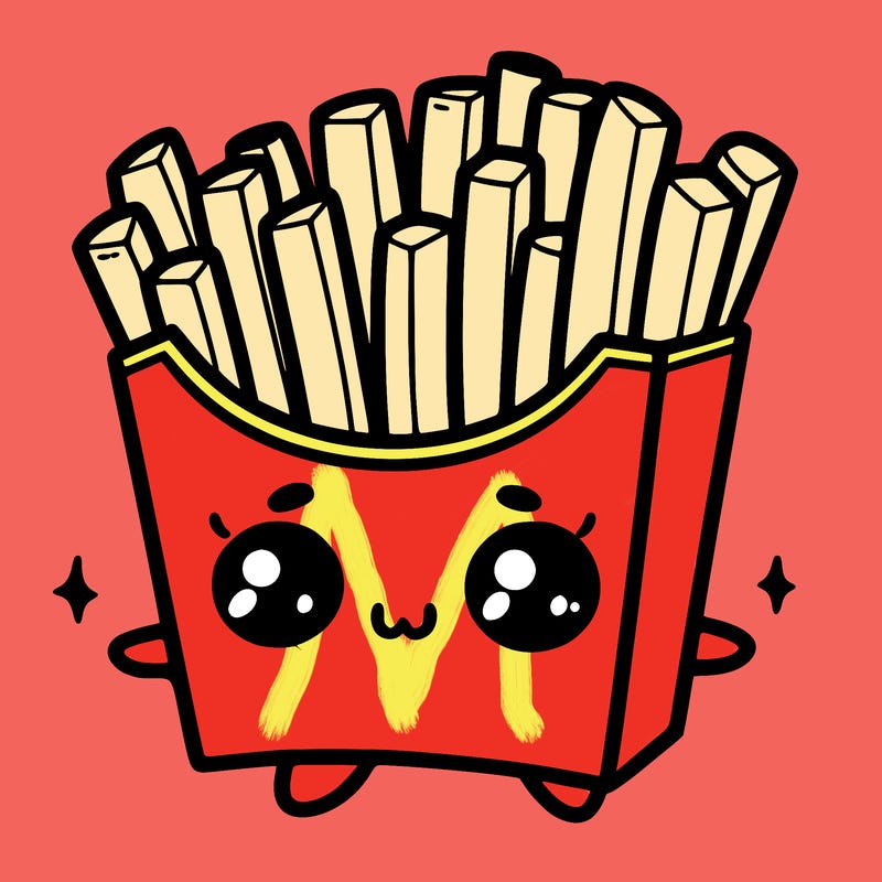 a cute. french fries
