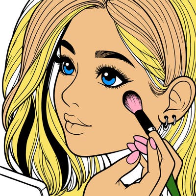 a realistic girl doing her makeup