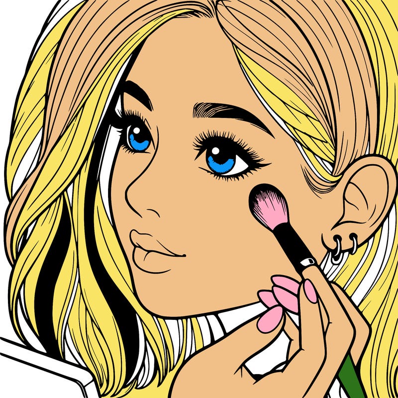 a realistic girl doing her makeup