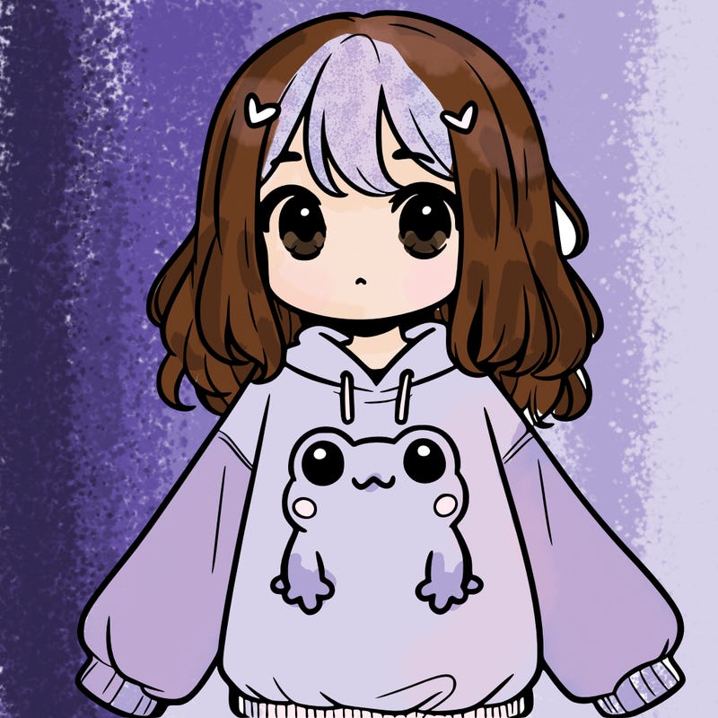 girl wearing frogging sweatshirt