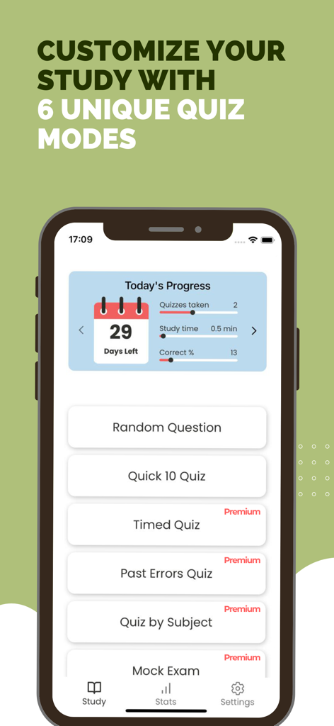 Life & Health Exam Prep 2026 - Life and Health insurance exam prep study interface showing six quiz modes and daily progress tracking