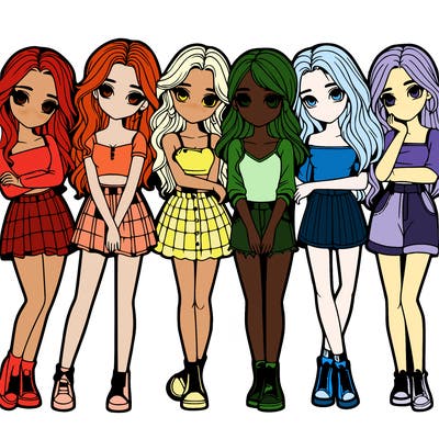 a group of girls realistic