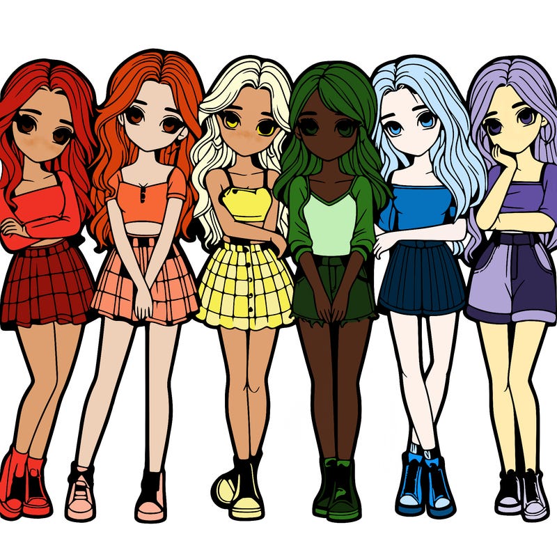 a group of girls realistic