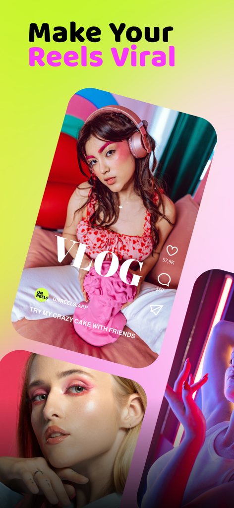 Unreels: Reel Video Editor - Unreels app interface showcasing aesthetic video templates to create viral social media reels