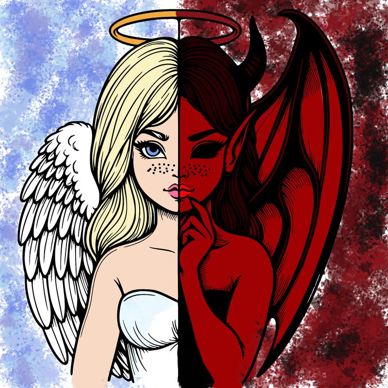 realistic angel half demon