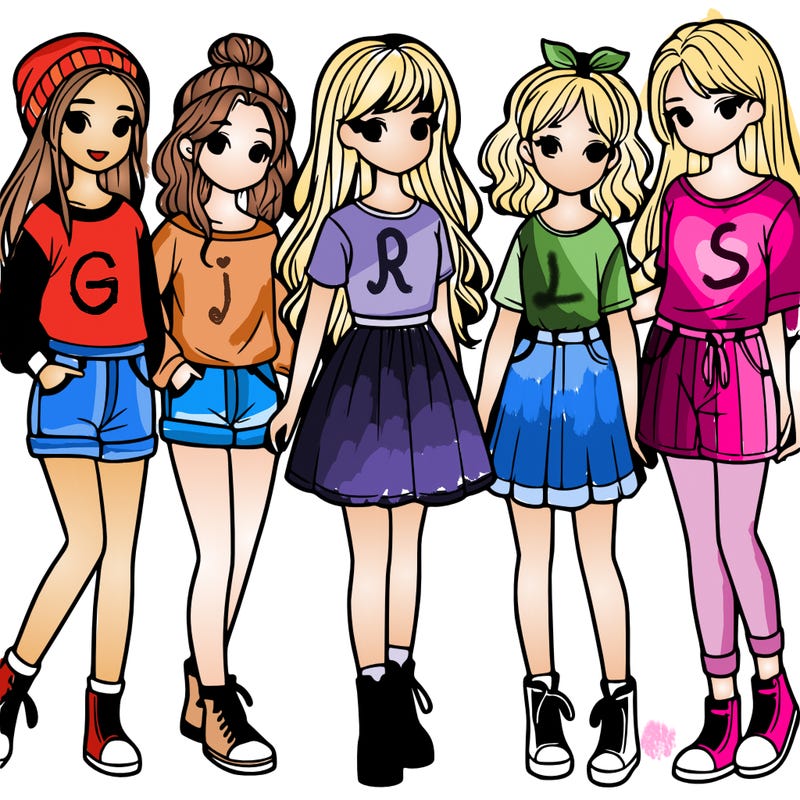 a group of five girls