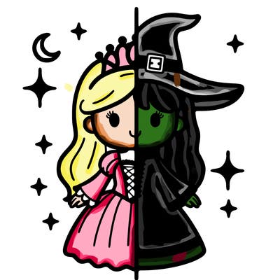 split princess and witch