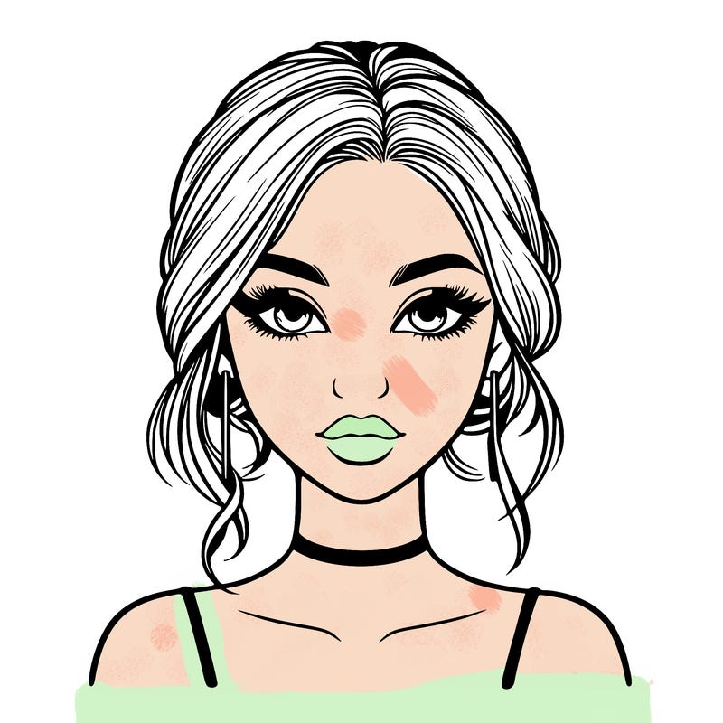 realistic girl with makeup on