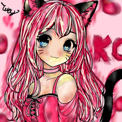 realistic girl with cat ears and a cat tail