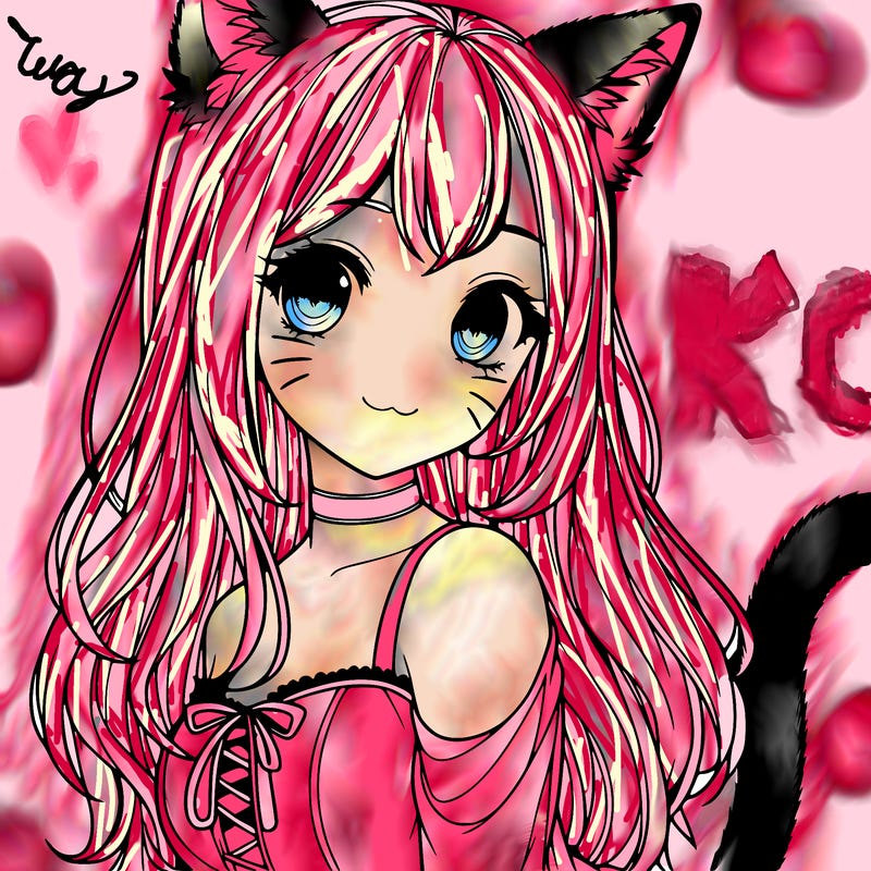 realistic girl with cat ears and a cat tail