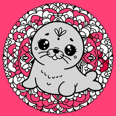 a cute baby seal mandala