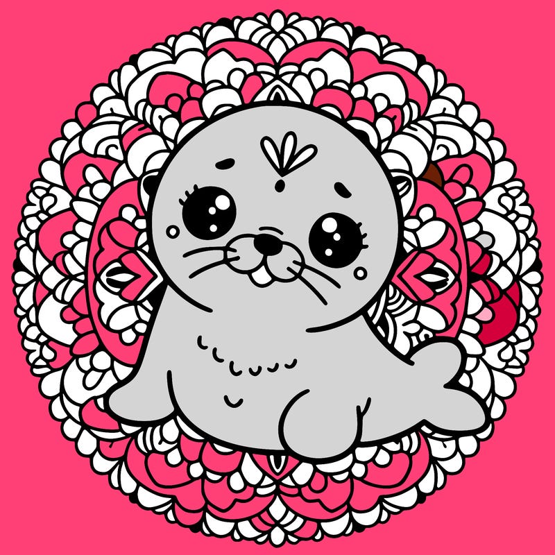 a cute baby seal mandala