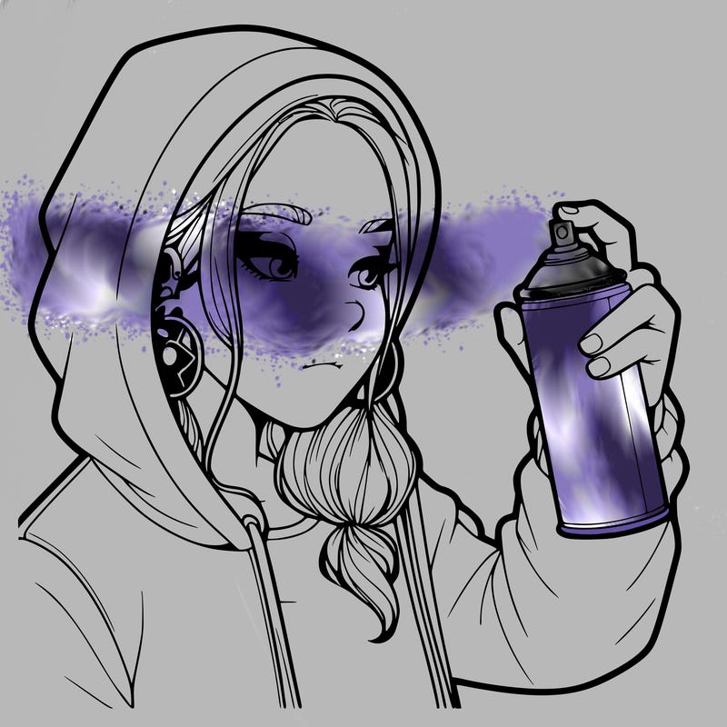 a realistic girl, spray painting