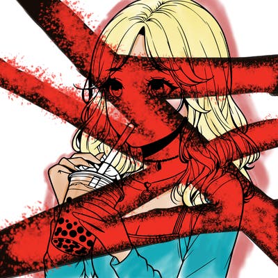 realistic girl drinking boba tea