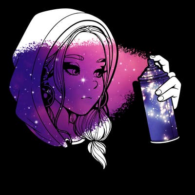 a realistic girl, spray painting