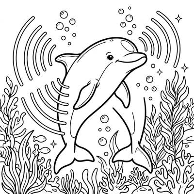 Discover the amazing world of dolphins with this engaging coloring page featuring echolocation. Perfect for young marine biologists, this illustration brings the ocean's magic to life with every crayon.