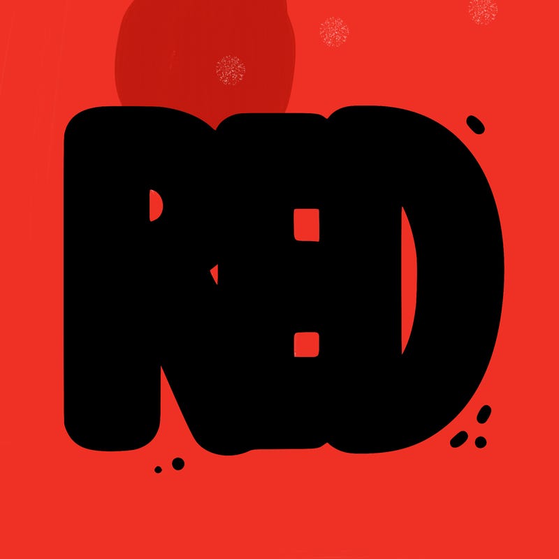 red (in big bold letters)