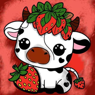 cute strawberry cow