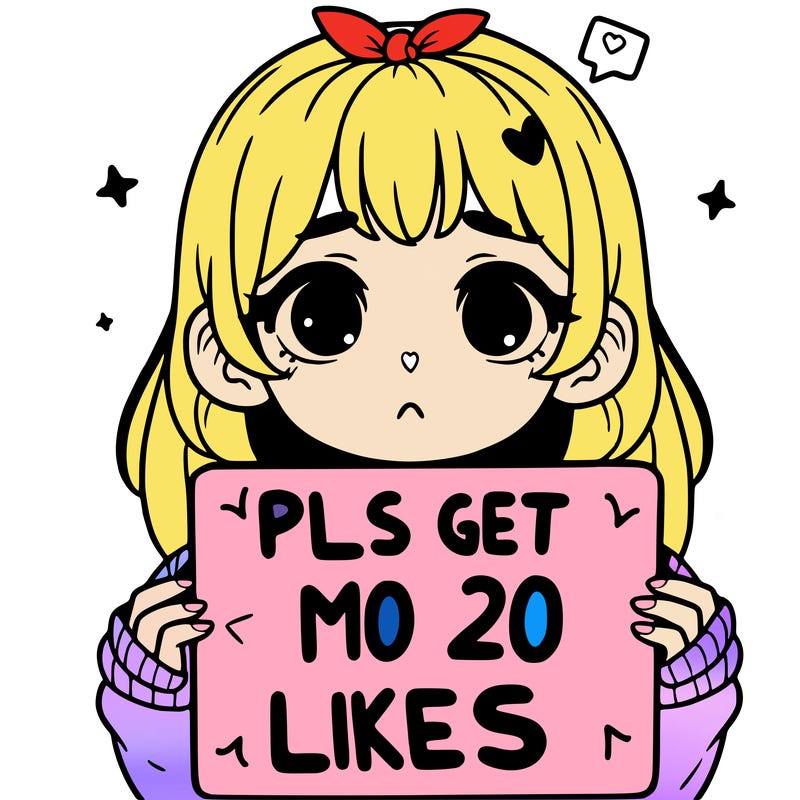 a girl holding up a sight that says pls get me to 20 likes