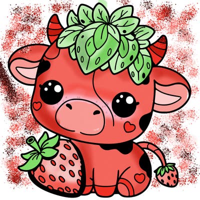 cute strawberry cow