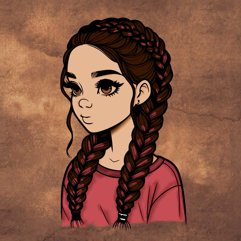 realistic girl with braids